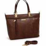 Brown Leather Tote Bag for Women with Detachable Shoulder Strap