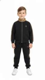 Kids Premium Tracksuit – Black & Brown - Image 2