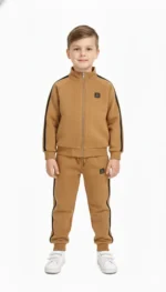 Kids Premium Tracksuit – Black & Brown - Image 3