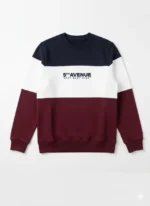 Men’s Color-Block Fleece Sweatshirt Navy, White & Maroon | Winter Casual Wear