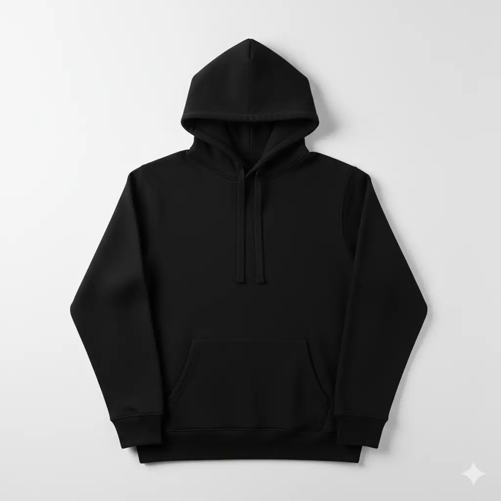Generated-Image-December-21-2025-1_28PM-1.webp Classic Black Pullover Hoodie – Premium Cotton Fleece | Unisex Comfort Fit - Image 1