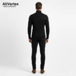 Ali Vertex Men's Black High Neck Ribbed Turtleneck – Cotton Polyester Blend - Image 2