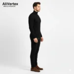 Ali Vertex Men's Black High Neck Ribbed Turtleneck – Cotton Polyester Blend - Image 3