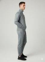 AliVertex Men’s Premium Athletic Tracksuit – Full Zip Jacket & Slim-Fit Joggers (Grey) - Image 2