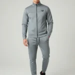 AliVertex Men’s Premium Athletic Tracksuit – Full Zip Jacket & Slim-Fit Joggers (Grey)