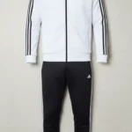 Men’s Premium Athletic Tracksuit – Beige Jacket & Black Track Pants | Double Stripe Sportswear Set