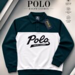 Men's Colorblock Long Sleeve Polo Sweatshirt