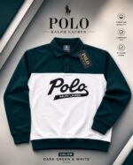 Men's Colorblock Long Sleeve Polo Sweatshirt
