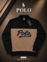 Men's Colorblock Long Sleeve Polo Sweatshirt - Image 2