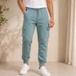Men's Sea Green Fleece Cargo Joggers