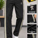 Men's Black Side-Stripe Athletic Track Pants