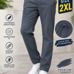 Men's Charcoal Grey Elastic Waist Lightweight Trousers
