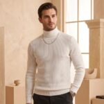 Men's Ribbed High Neck Turtleneck Sweater